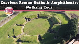 CAERLEON ROMAN BATHS amp AMPHITHEATRE WALES  Walking Tour  Pinned on Places [upl. by Nilhsa]