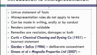 Misrepresentation Lecture 1 of 4 [upl. by Accever]